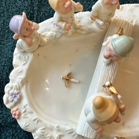 Vtg 2002 Lenox Disney Seven 7 Dwarfs Heigh Ho Candy Dish Fine China - Picture 7 of 13